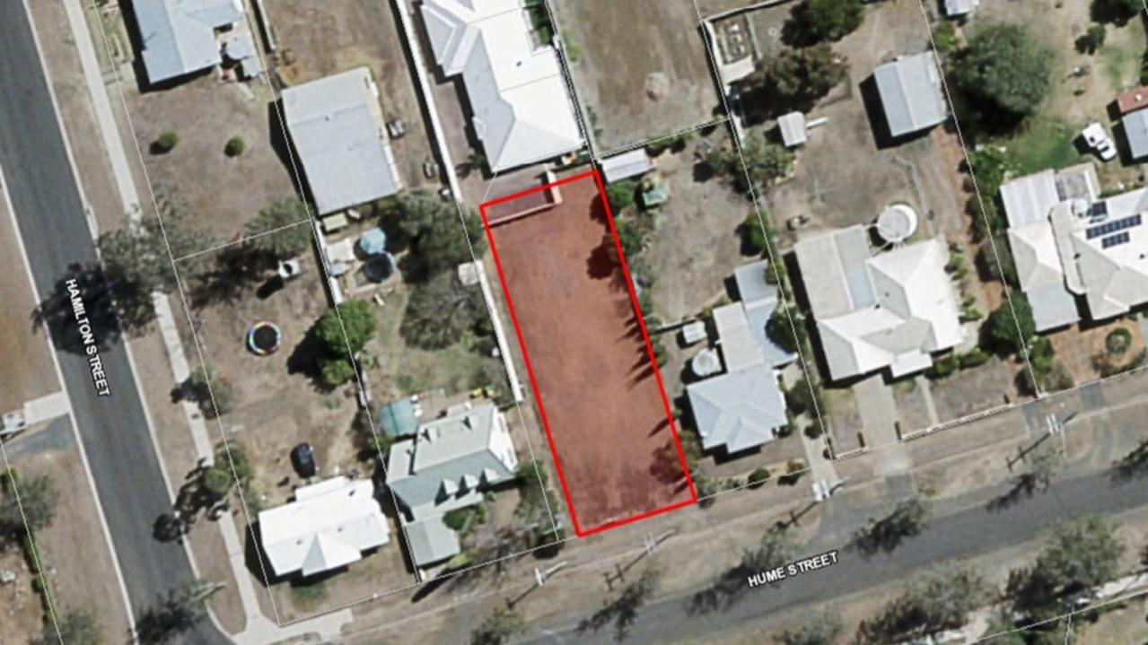 A vacant block of land on Evans St in Pittsworth, which was approved for eight two-bedroom units in 2016 by the Toowoomba Regional Council.