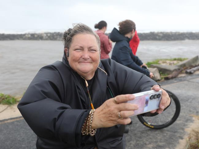 Toni Storer says the wind from Tropical Cyclone Alfred is making the locals nervous. Picture: Rohan Kelly