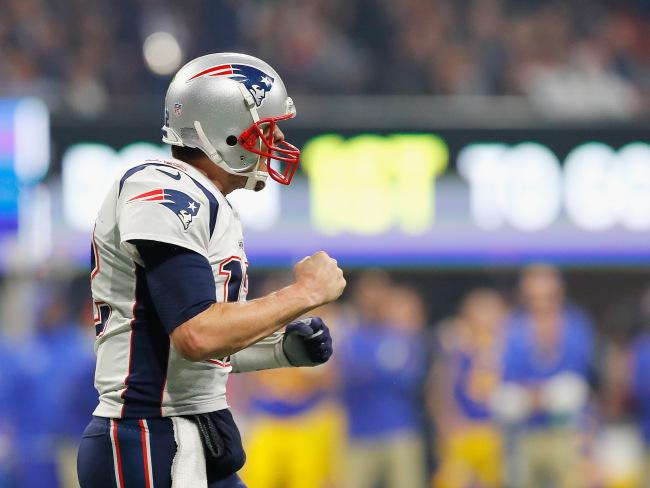 Tom Brady reacts after the New England Patriots score a touchdown. Picture: Getty