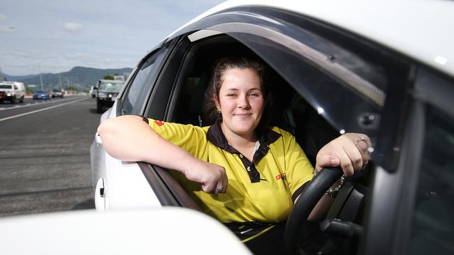 The Queensland Government department of transport and main roads has officially finished work on Ray Jones Drive, the main arterial road into the Cairns City centre from the southern suburbs. Despite continuing landscaping works cutting the speed limit, 1300 Meteor employee Brooke Murphy has noticed a big improvement to travel times from Gordonvale on her morning commute. Picture: Brendan Radke