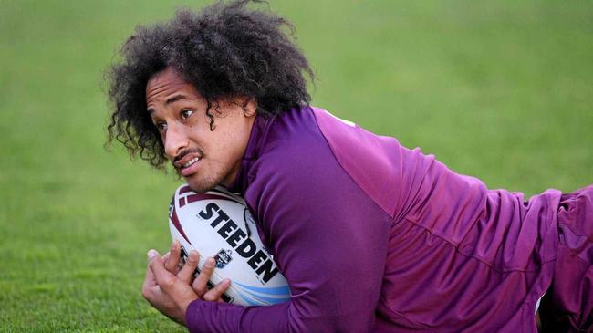 Felise Kaufusi of the Queensland State of Origin team is seen during training at HBF Park in Perth, Wednesday, June 19, 2019. Queensland are playing New South Wales in the 2nd State of Origin match in Perth on Sunday. (AAP Image/Darren England) NO ARCHIVING. Picture: DARREN ENGLAND