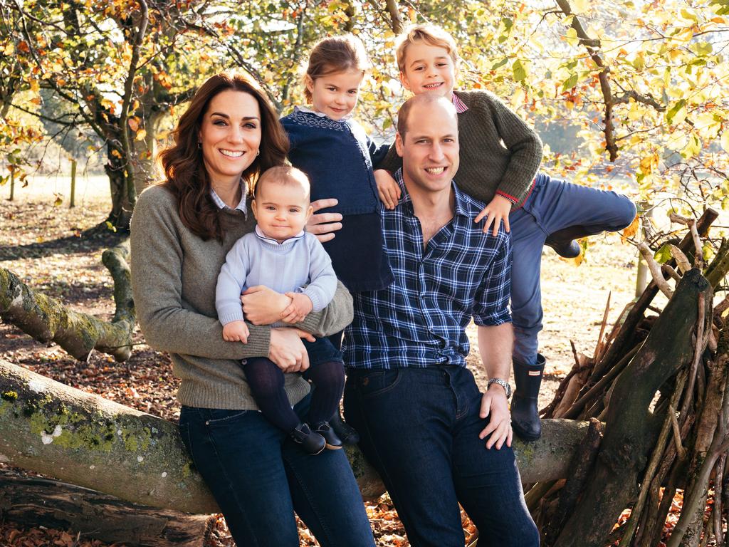 This gorgeous family photo of the Duke and Duchess of Cambridge with their three children will be their Christmas card this year. Picture: Matt Porteous 