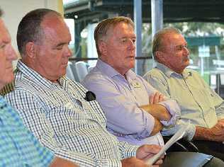 THE CONTENDERS: (From left) Jessica Milne, Derek Hume, Bevan Reibel, Mark McDonald, George Groth and Mick Curran at Tin Can Bay on Wednesday night.