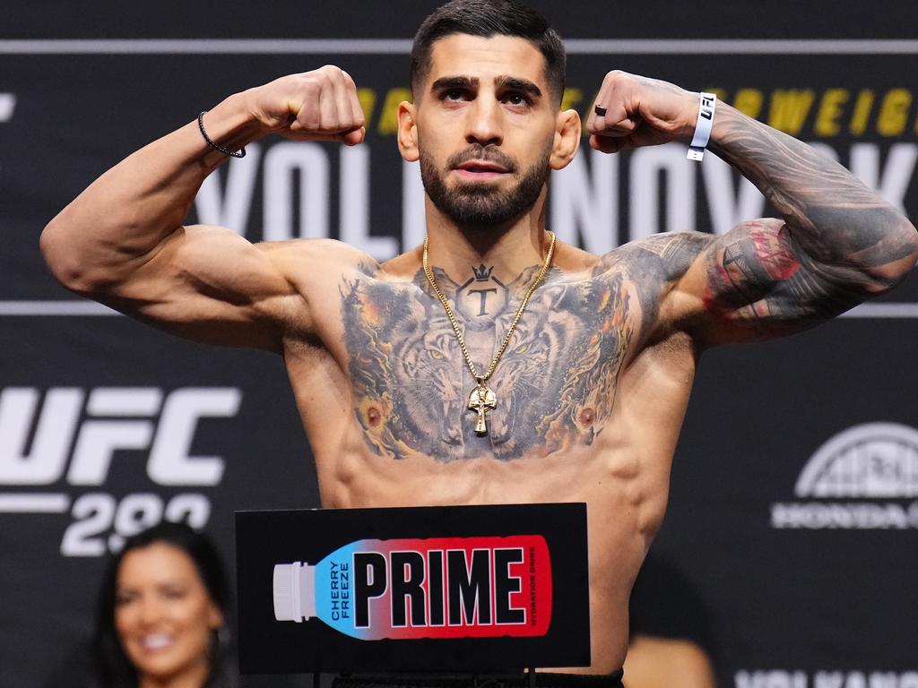 The boos continued for Ilia Topuria at the UFC 298 weigh ins. Picture: Chris Unger/Zuffa LLC via Getty Images