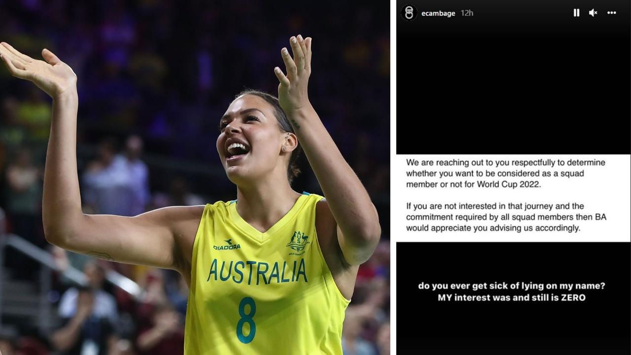 Liz Cambage has turned her back on the World Cup. Photo: Getty Images and Instagram