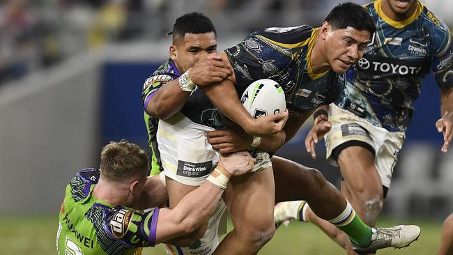 The North Queensland wrecking ball – Jason Taumalolo – in action against the Raiders in 2020. Picture: Ian Hitchcock/Getty Images