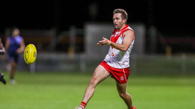 Abe Ankers kicked three goals in Federal’s win. Picture: Charlie Lowson / AFLNT Media