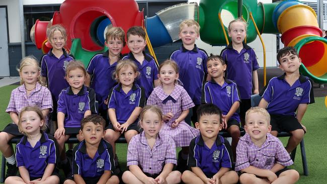 My First Year: Broadbeach State School Prep W. Front row: Charlotte, Matteo, Lili, Mason, Damien. Middle row: Lina, Sunny, Evie, Pippa, Ari, Romeo. Back row: Aiko, Tasman, Leo, Rocco, Veronica. Picture: Glenn Hampson.