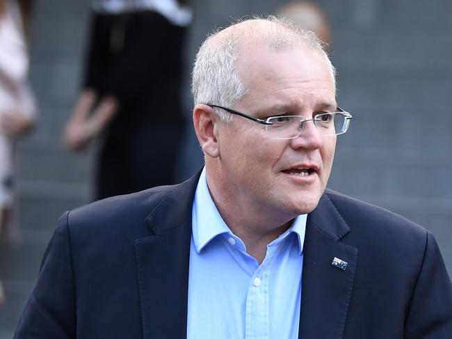 Prime Minister Scott Morrison arrives at the Horizon Church in Sutherland in Sydney, Sunday, 19 May, 2019. Approximately 16.5 million Australians have voted the 2019 Election with the Liberal Party retaining Government, with 59.2 per cent of the vote counted, the Coalition appears to have won 74 seats to LaborÕs 66 seats.  (AAP Image/Joel Carrett) NO ARCHIVING