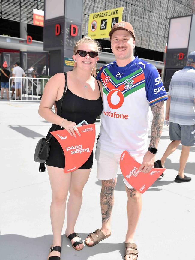 Maddie and Liam Dabelstein at Roosters V Dolphins, Suncorp Stadium. Picture: Patrick Woods.
