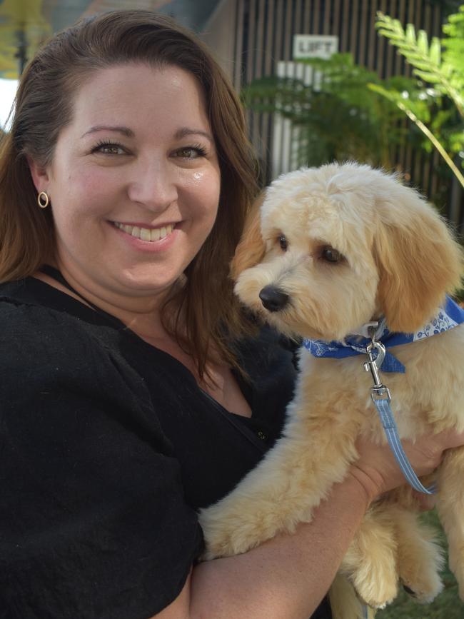 Ipswich 2023 Dog Day at Nicholas Street Precinct pictured is Anita Jackson with dog Frankie
