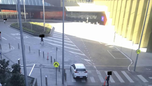 A Melbourne hotel quarantine quest walked out of the Pan Pacific in South Wharf to go to a convenience store before he was stopped by a security guard. The images are from an email sent by a Vicinity Centres representative to Victoria Police. Picture: Supplied