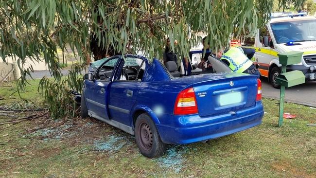 Two women have been injured after a car struck a tree on Hestercombe Road in Granton. Pic: Kenji Sato.