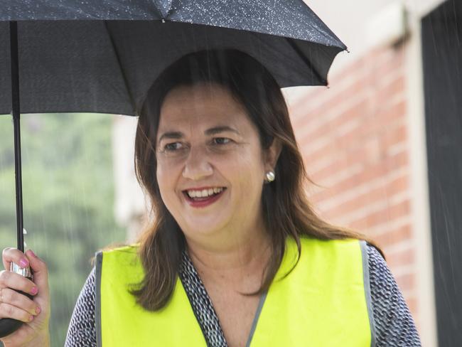 CAIRNS, AUSTRALIA - NewsWire Photos JANUARY 28 2021: Queensland Premier Annastacia Palaszczuk and Member for Cairns Michael Healy inspect progress on Cairns State High School's $12m indoor sports complex and concert hall, Thursday January 28, 2021. (Newswire Image by Brian Cassey)