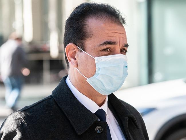 Ali Khorami arrives at the Downing Centre Local Court in Sydney, Thursday, July 2, 2020. Ali Khorami has been charged with three counts of aggravated indecent assault and using intoxicating substances to commit an indictable offence. (AAP Image/James Gourley) NO ARCHIVING