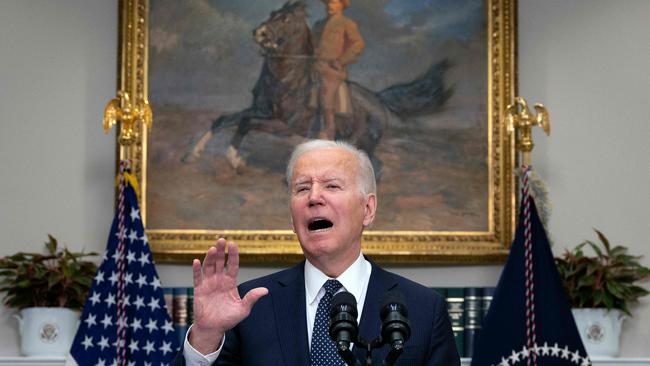 US President Joe Biden delivers a national update on the situation at the Russia-Ukraine border at the White House in Washington overnight.