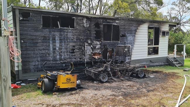 What’s left of the dwelling and machinery after the fire. Picture: NSW Fire and Rescue (Forestville)