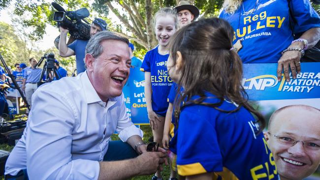 Queensland LNP leader Tim Nicholls meets supporters in his Clayfield electorate yesterday. Picture: AAP
