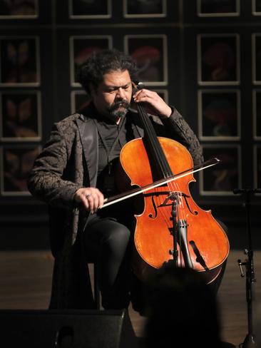 Iraqi violinist Karim Wasfi performs in the Nolan Gallery at Mona during Mona Foma. Picture: PATRICK GEE