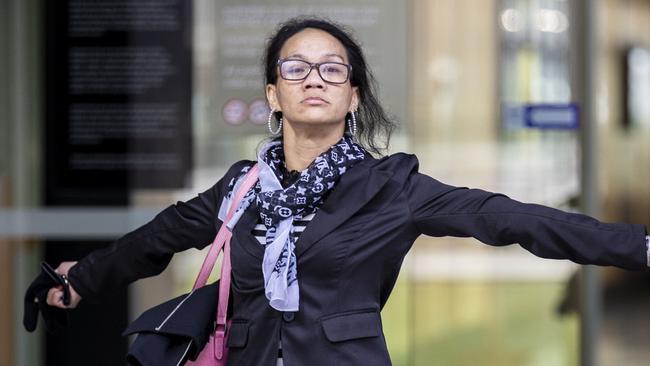 Ma Corazon Mezaks, 50, leaving the QEII Courts of Law Complex in Brisbane in 2022. Picture: Matthew Poon