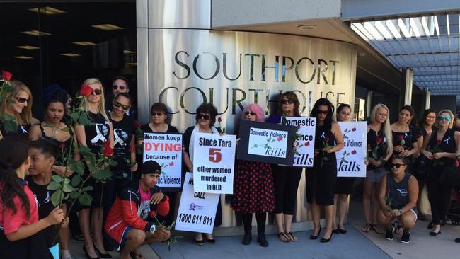 Protestors outside Southport court. Photo: Paul Weston