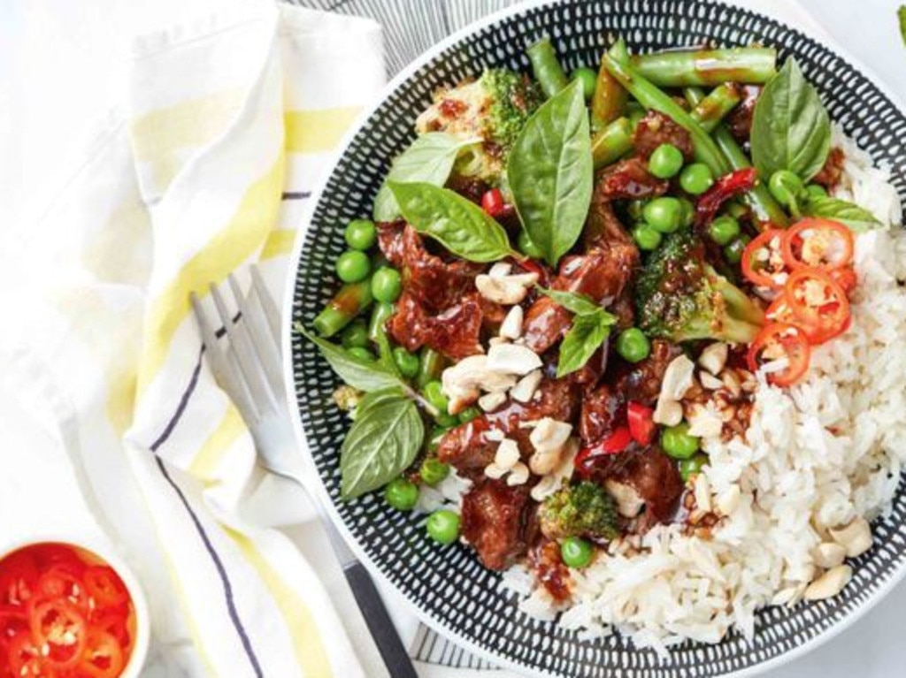 Beef and vegetable stir-fry.