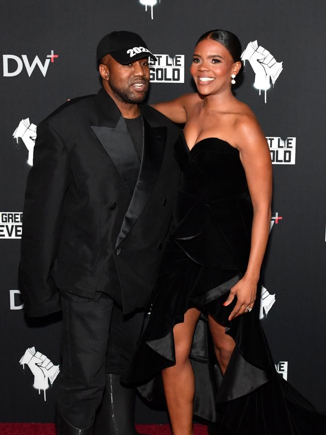 Kanye West and Candace Owens attend the The Greatest Lie Ever Sold Premiere Screening on October 12. Picture: Getty