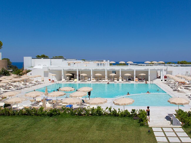 The postmodern poolside at Pollina Resort, Sicily