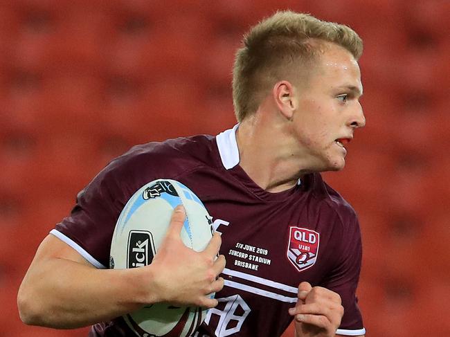 Reece Hoffman in action during the Under 18 Queensland V NSW State of Origin game at Suncorp Stadium in Brisbane. Pics Adam Head