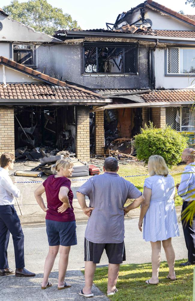 The burnt-out townhouse is a crime scene. Picture: Richard Walker