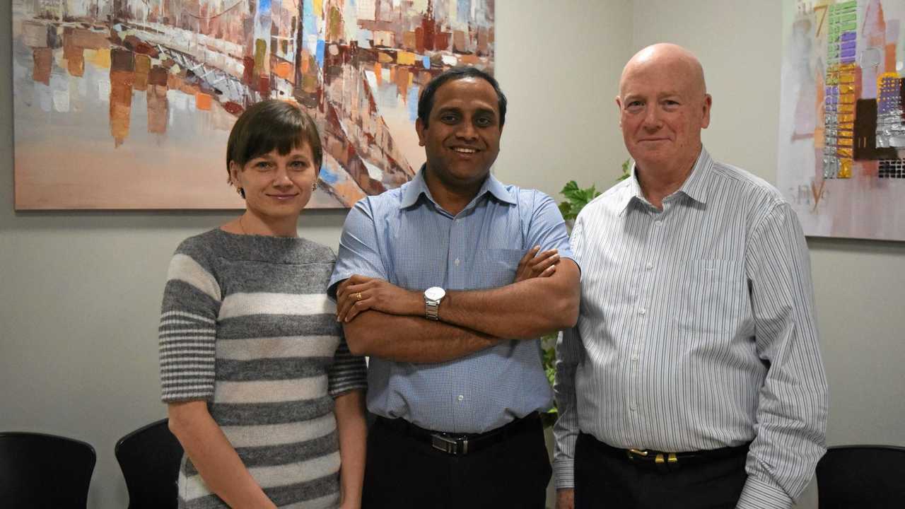 NEW IN TOWN: Dr Saji Mauel (centre) was welcomed by colleagues Dr Viktoriya Sidenko and Dr William O'Reilly. Picture: Jessica Bahr