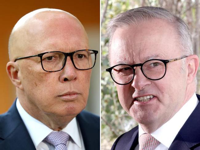 Peter Dutton, left, and PM Anthony Albanese, right. Pictures: News Corp