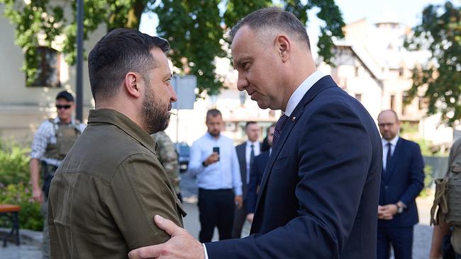 Volodymyr Zelensky meets Andrzej Duda in Lutsk. Picture: AFP