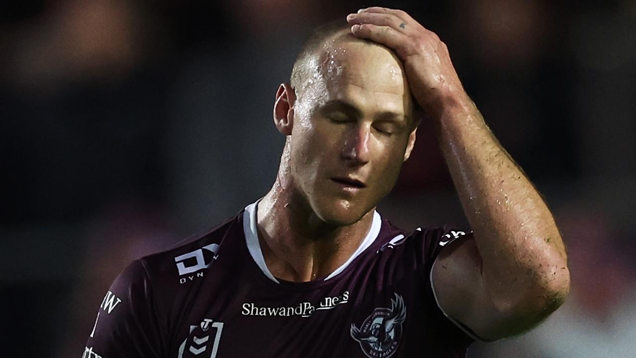 SYDNEY, AUSTRALIA - APRIL 29: Daly Cherry-Evans of the Sea Eagles looks dejected after full time during the round nine NRL match between Manly Sea Eagles and Gold Coast Titans at 4 Pines Park on April 29, 2023 in Sydney, Australia. (Photo by Matt King/Getty Images)