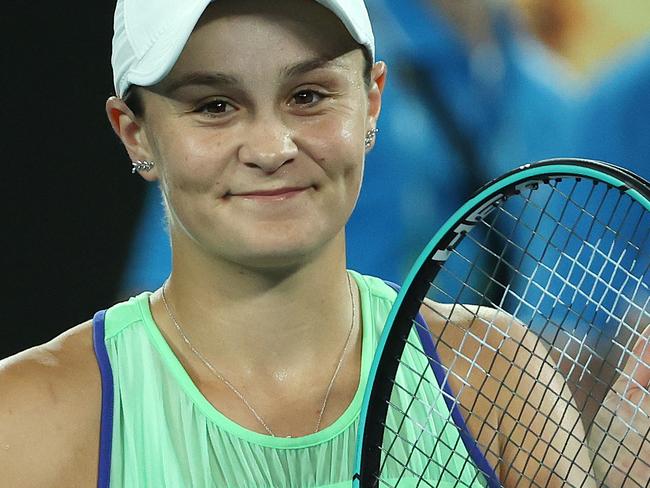 Australian Open Day 1 . 20/01/2020.  Ash Barty  vs Leisa Tsurenko on Rod Laver Arena.  Ash Barty  after winning in 3 sets tonight over Leisa Tsurenko   . Pic: Michael Klein