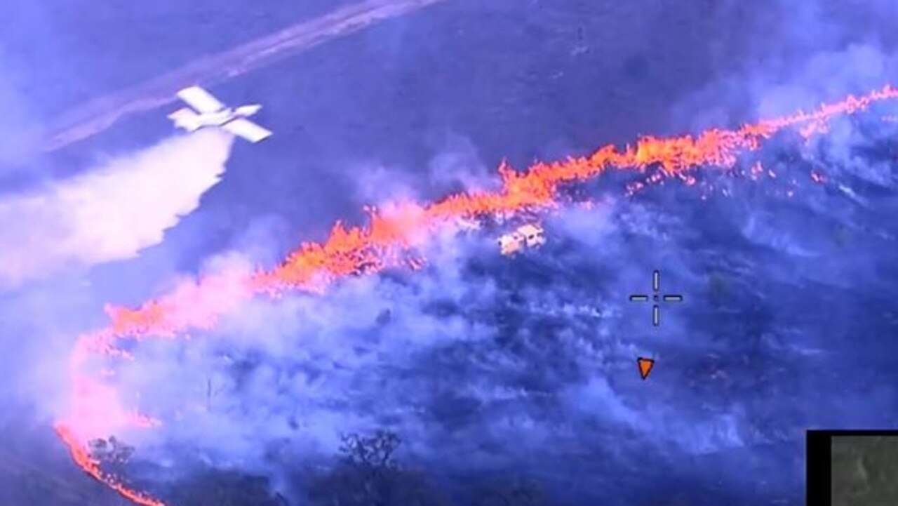 An aerial view of the bushfire sweeping Tara, October 2023. Picture: QFES