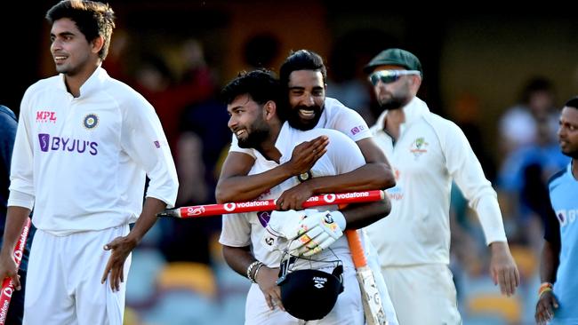 Rishabh Pant celebrates India’s incredible day 5 victory. Picture: Getty