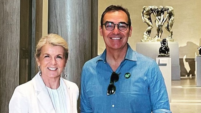 Former Premier Steven Marshall with former federal Liberal deputy leader Julie Bishop in June, 2022, at the Legion of Honor Museum in San Francisco. Picture: Instagram