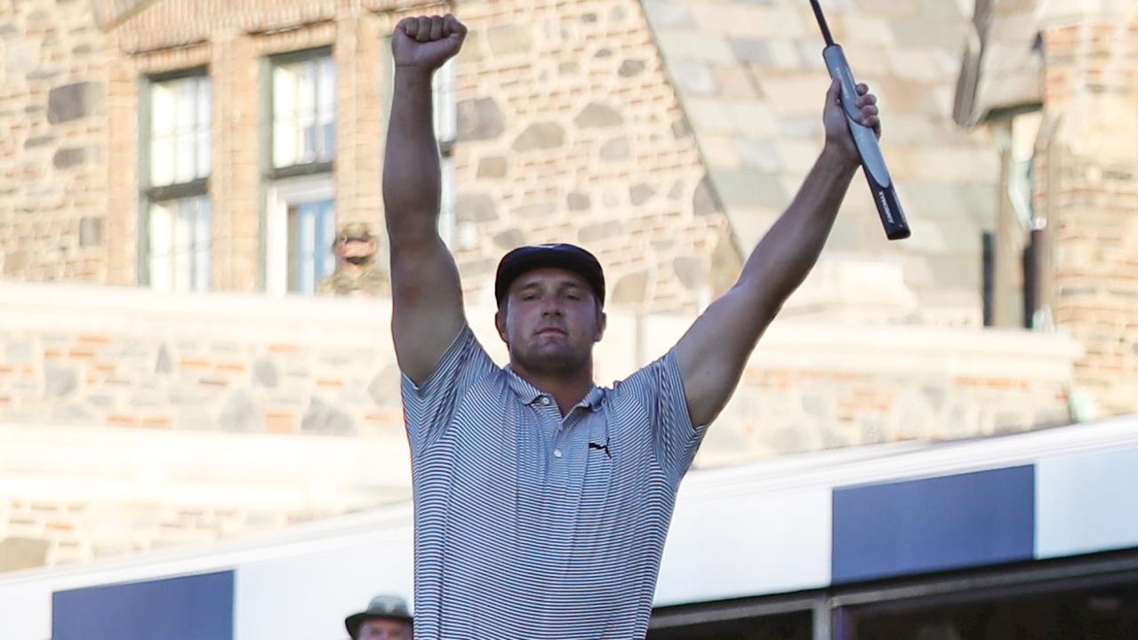 \Bryson DeChambeau of the United States celebrates.