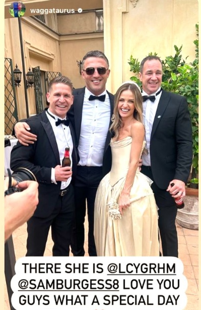 Sam Burgess and Lucy Graham have tied the knot. Photo: Instagram, @waggataurus.