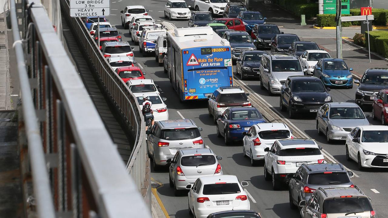 Traffic snarls in both directions in Brisbane City.