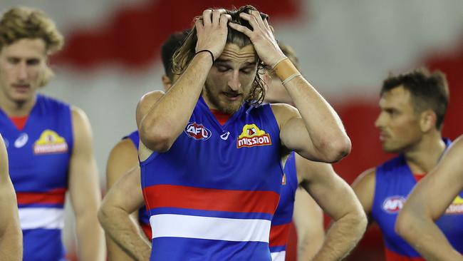 Marcus Bontempelli tried hard in the loss to St Kilda. Picture: Michael Klein