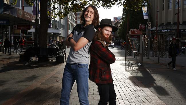 Konan Masuda 18 and Oscar Wadsley 18 who are part of the youth committee for Greater Hobart to improve outcomes for young people. Picture: Nikki Davis-Jones