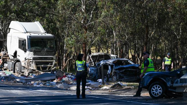 The driver of the truck, a 35-year-old Victor Harbor man, was arrested by Major Crash investigators and charged. Photo: Naomi Jellicoe