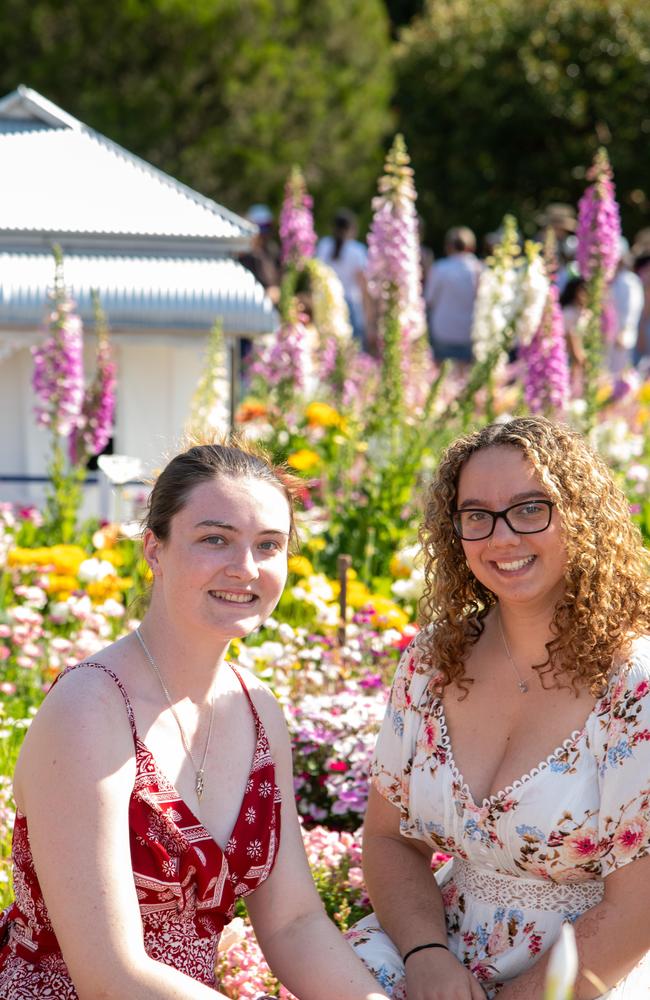 Georgie Moore (left) and Emily Searle in the Botanic Gardens, Queens Park for the Carnival of Flowers, Sunday September 22, 2024. Picture: Bev Lacey