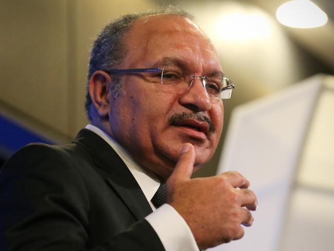 PNG Prime Minister Peter O'Neill addresses the National Press Club in Canberra today. Picture: Ray Strange.