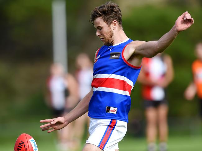 Matt Jones takes a shot on goal. Picture: Steve Tanner