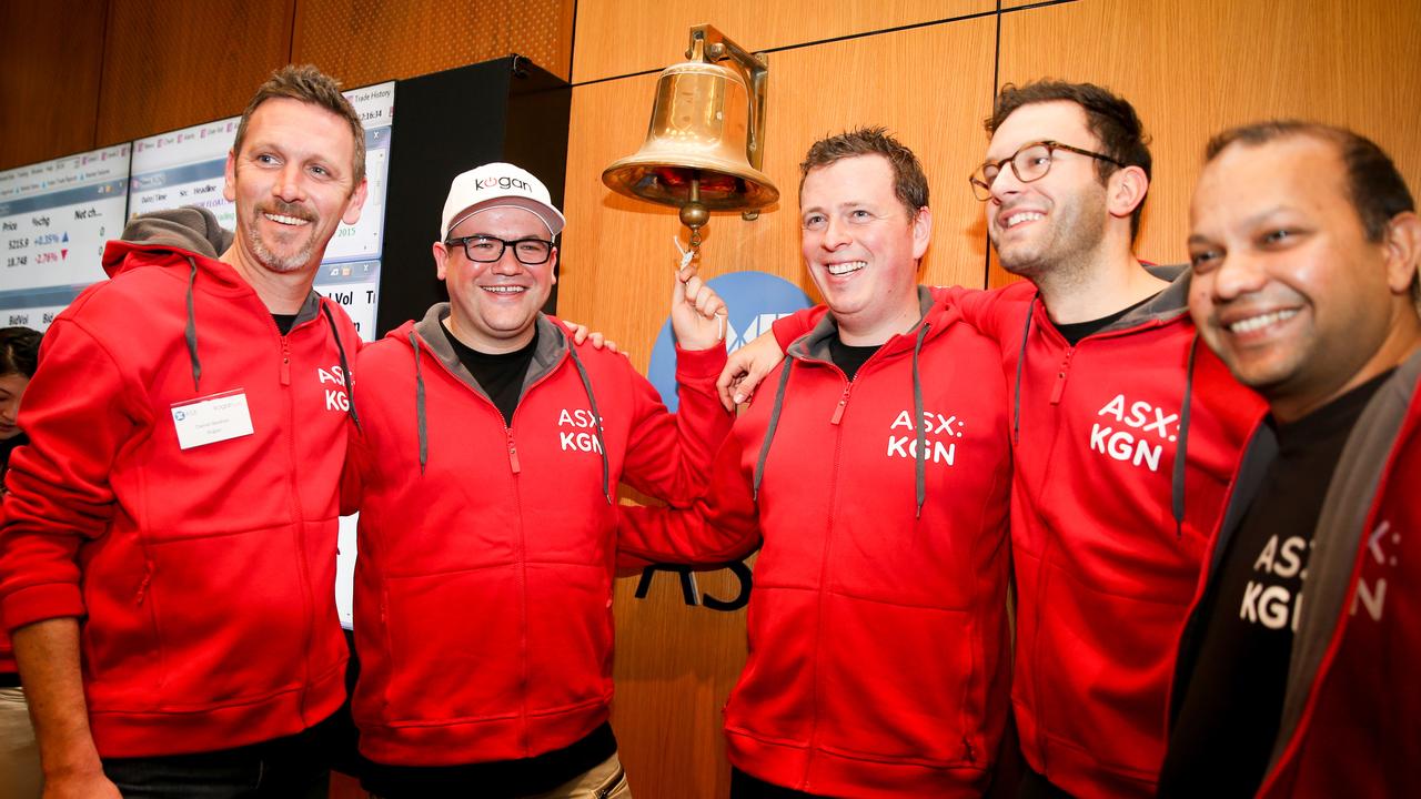 The Kogan team celebrates listing on the stock exchange, which now makes them subject to much heftier fines. Picture: Renee Nowytarger / The Australian