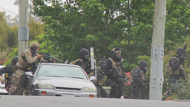 Siege in Launceston suburb of Trevallyn involving Tasmania Police. Picture: BRUCE MOUNSTER