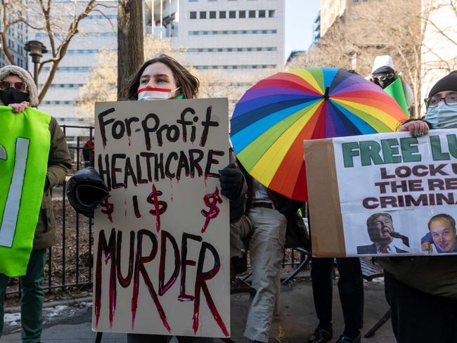 Supporters of Luigi Mangione outside Manhattan Criminal Court in New York City. Picture: Spencer Platt / Getty via AFP